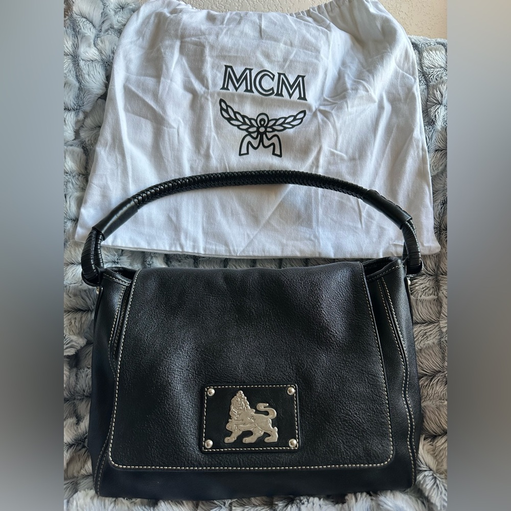MCM RARE Black Leather Lion Handbag